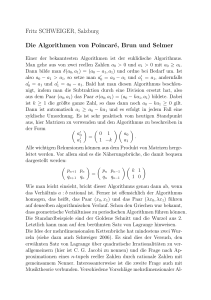 Fritz SCHWEIGER, Salzburg Die Algorithmen von Poincaré, Brun