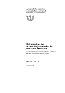 Stellungnahme der Arzneimittelkommission der deutschen