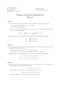 ¨Ubungen zu Elementare Zahlentheorie Blatt 10