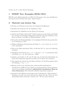 1 STEOP Test, Examples HGFei SS13 2 Material vom letzten Tag