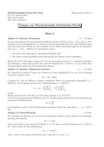 Übungen zur Thermodynamik/Statistischen Physik Blatt 6