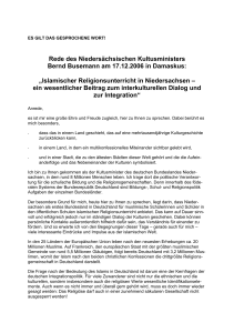 Rede des Niedersächsischen Kultusministers Bernd Busemann am