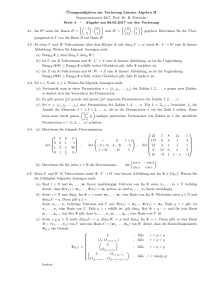 Übungsaufgaben zur Vorlesung Lineare Algebra II