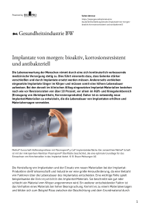 Implantate von morgen: bioaktiv, korrosionsresistent und antibakteriell