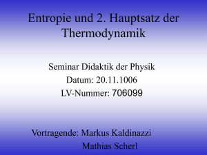 Entropie und 2. Hauptsatz der Thermodynamik