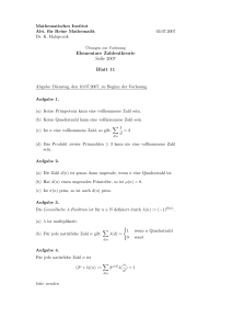 Elementare Zahlentheorie SoSe 2007 Blatt 11