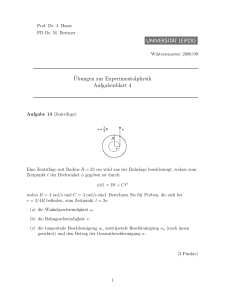 ¨Ubungen zur Experimentalphysik Aufgabenblatt 4