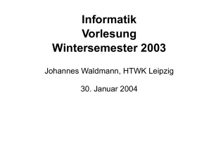 Informatik Vorlesung Wintersemester 2003