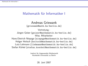 Mathematik für Informatiker I - Institut für Mathematik