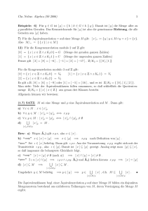 Chr.Nelius: Algebra (SS 2006) 5 Beispiele: 6) Für g ∈ G ist [ g ] = { h