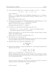 Übung Zahlentheorie, SS 2004 Blatt 3 20. Unter den