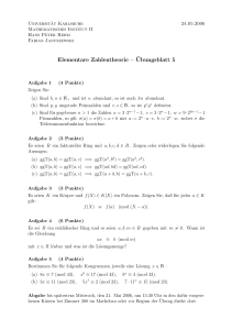 Elementare Zahlentheorie – ¨Ubungsblatt 5 - KIT
