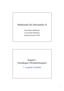 Mathematik für Informatiker II Kapitel 1 Grundlagen (Wiederholungen)