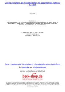 GmbHG - Sachverzeichnis - Verlag Franz Vahlen GmbH