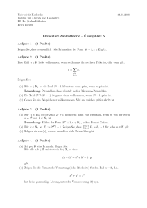 Elementare Zahlentheorie Übungsblatt 5 - KIT