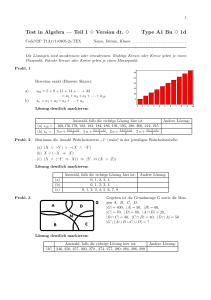 Test in Algebra — Teil 1 О Version dt. О Type A1 Bu О 1d