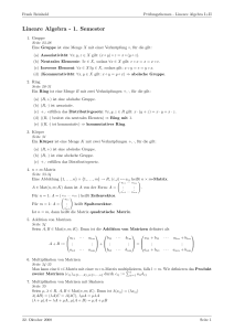 Lineare Algebra - 1. Semester