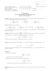 9. ¨Ubungsblatt zur Vorlesung Höhere Mathematik I für biw/ciw/mach