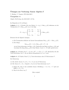 Ubungen zur Vorlesung `Linear Algebra I`