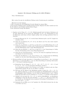 Analysis 1 für Lehramt, Prüfung am 31.1.2012 (Winkler) Name