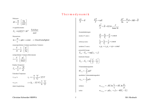 Thermodynamik Formelsammlung