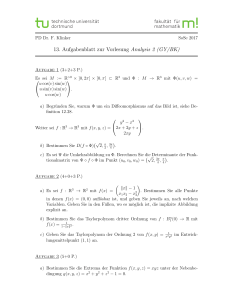 13. Aufgabenblatt zur Vorlesung Analysis 2 (GY/BK)