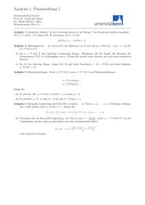 Analysis 1, Präsenzübung 5 - Mathematisches Institut der Universität