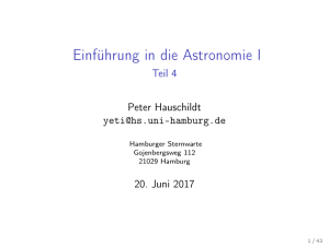 Einführung in die Astronomie I - Teil 4