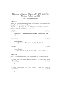 Klausur ” Lineare Algebra I“ WS 2002/03
