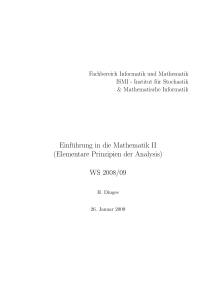 Einführung in die Mathematik II (Elementare Prinzipien der Analysis