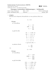 Lösungen Arbeitsblatt Zahlenmengen / Arithmetik