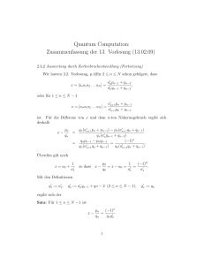 Quantum Computation: Zusammenfassung der 13. Vorlesung (13.02