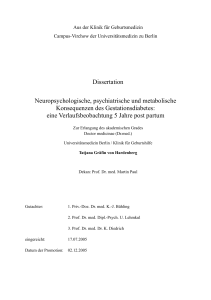 Dissertation Neuropsychologische, psychiatrische und metabolische