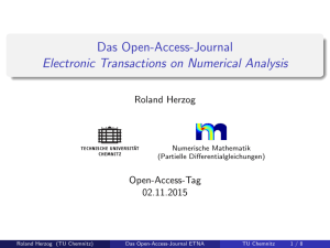 Das Open-Access-Journal Electronic Transactions on Numerical