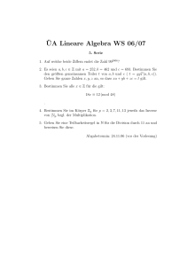 ¨UA Lineare Algebra WS 06/07