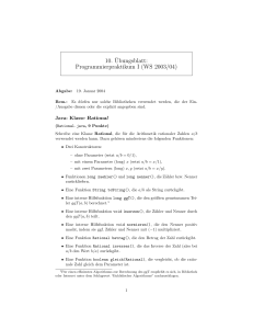 10. ¨Ubungsblatt: Programmierpraktikum I (WS 2003/04)
