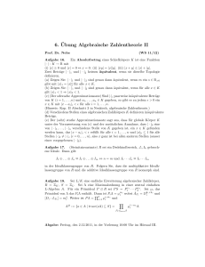 6.¨Ubung Algebraische Zahlentheorie II