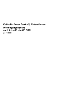 Kaltenkirchener Bank eG, Kaltenkirchen Offenlegungsbericht nach