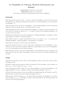 12. Übungsblatt zur Vorlesung Physik für Pharmazeuten und