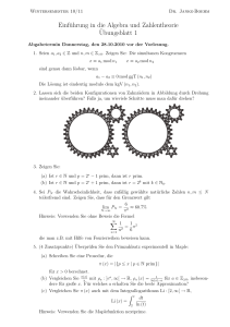 Einführung in die Algebra und Zahlentheorie ¨Ubungsblatt 1