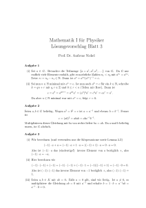 Mathematik I für Physiker Lösungsvorschlag Blatt 3