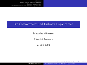 Bit Commitment und Diskrete Logarithmen