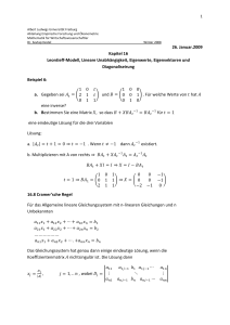 Leontieff-Modell, lineare Unabhängigkeit, Eigenwerte, Eigenvektoren