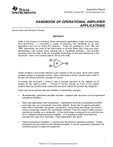 HANDBOOK OF OPERATIONAL AMPLIFIER AND APPLICATIONS