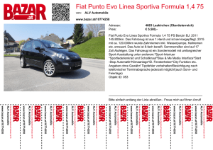 Fiat Punto Evo Linea Sportiva Formula 1,4 75