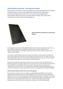 Monokristalline Solarzellen - leistungsstarke Module