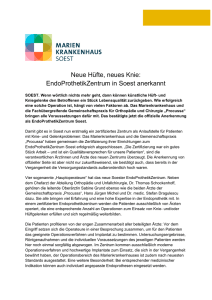 Neue Hüfte, neues Knie: EndoProthetikZentrum in Soest anerkannt