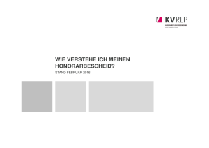 KV RLP "Wie verstehe ich meinen Honorarbescheid?"