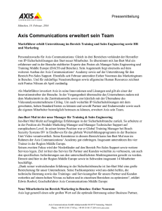 Axis Communications erweitert sein Team
