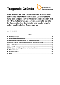 Tragende Gründe - Gemeinsamer Bundesausschuss